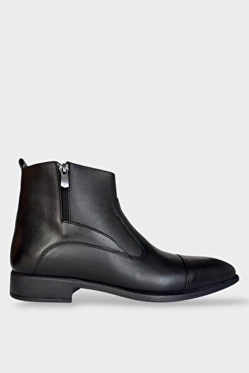 Liger Genuine Leather Non-Slip Rubber Sole Zippered Pointed Toe Classic Men's Boots Black - Smoked