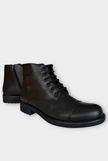 Liger Genuine Leather Non-Slip Rubber Sole Zippered Men's Boots Black