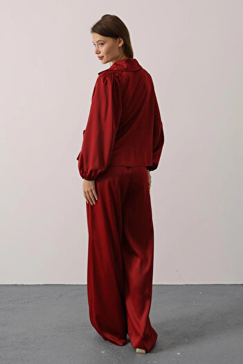 Silerra Selora Satin Suit - Burgundy