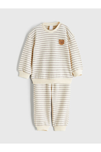 LC Waikiki Striped Baby Boy Sweatshirt and Pants 2-Piece Set