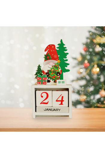 ALPJOY Christmas Decor Wooden Santa Claus Calendar