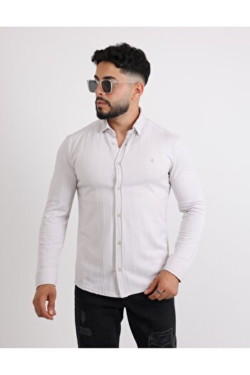 cliento Lycra Knitted Waffle Classic and Modern Men's Shirt