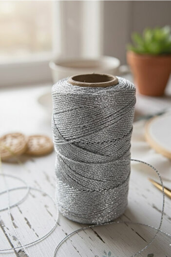 OLİ Art Silver Color Durable Packing String 100 Meters – for Gift, Parcel, Craft and Decoration