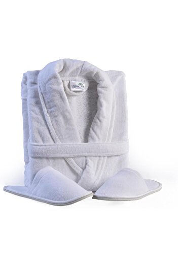 Generic Umbrella Outdoors 100% Egyptian Cotton Terry Velour Bathrobe & Slippers Set - Unisex