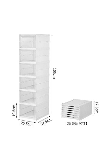 OEM 6-Tier Foldable Shoe Rack, Quality Transparent Durable Plastic, 25.5x34.5x105 cm