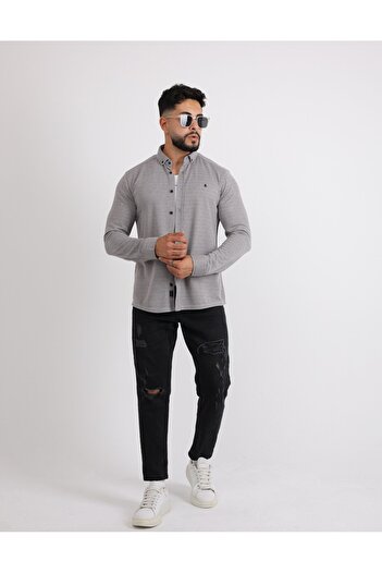 cliento Lycra Knitted Fabric Buttoned Modern Men's Shirt