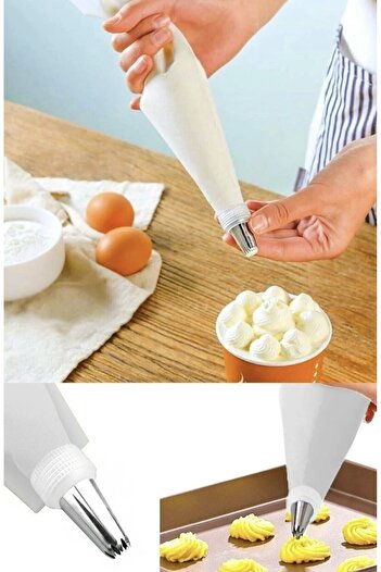 Single Cream Piping Bag Set 10 Pieces Pastry Cream Cake Decorating Bag with Stainless Steel Tip