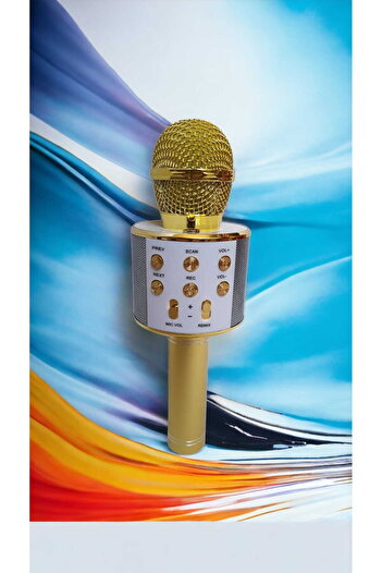 OEM Gold karaoke microphone with bluetooth and speaker