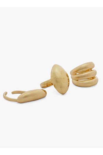 ELLA 3PK Mixed Textured Gold Rings