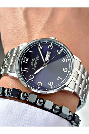 Slazenger Numeric Silver-Navy Blue Color 10 Atm Water Resistance Steel Case Men's Wristwatch 2560.07Mr