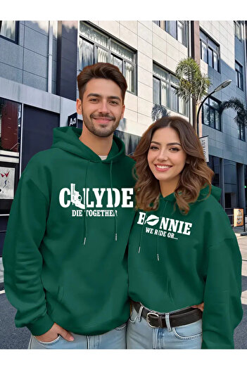 macklin Dear Couple Combination Bonnie and Clayde Printed Special Design Hooded Sweatshirt Set of 2