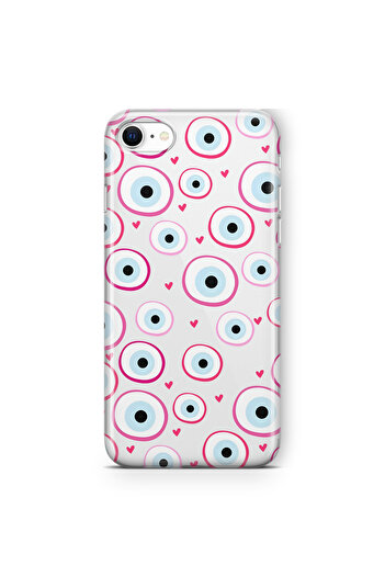 FLAMENKO iPhone 6 Plus / 6S Plus Pink Evil Eye Bead Pattern Transparent Phone Case