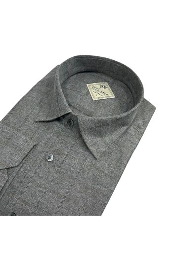 GÖMLEK GALERİSİ Classic Wide Cut Hidden Plaid Flannel Long Sleeve Men's Shirt