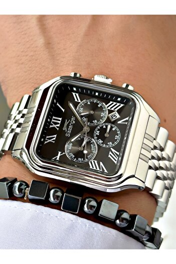 Slazenger Functional Special Design Silver-Black Color 10 Atm Water Resistance Steel Case Men's Wristwatch 2547.01Mr