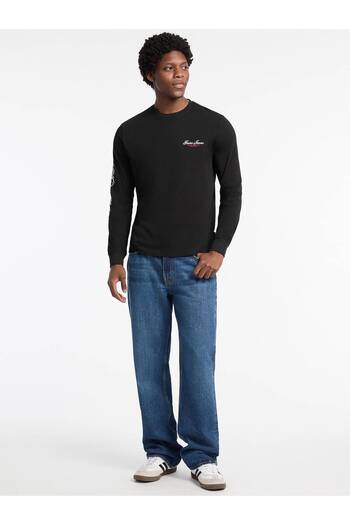 Guess Logo Patterned Long-Sleeved T-Shirt