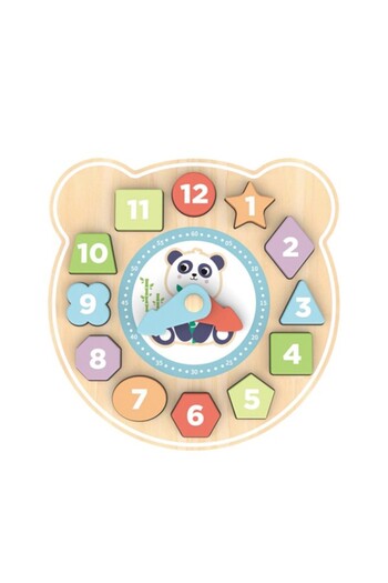 OEM Hi Pando 3D Wooden Educational Sorter Clock with Colored Numbers and Movable Hands – Learning Thro