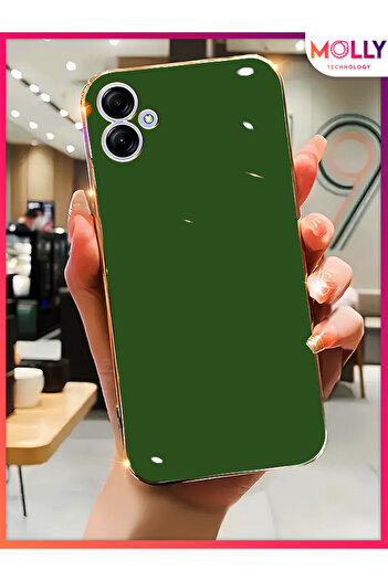 Molly Luxury Silicone Case for Samsung Galaxy A04 with Dark Green Edges and Gold Detail