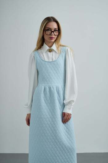 Molly Nelly Women's Long Gilet Quilted Polite Winter Casual Dress
