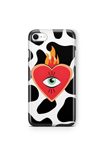 FLAMENKO iPhone Se 2020 / 2022 Flame Heart Pattern Transparent Phone Case