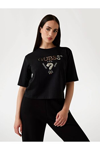 Guess T-Shirt with Sequined Front Logo