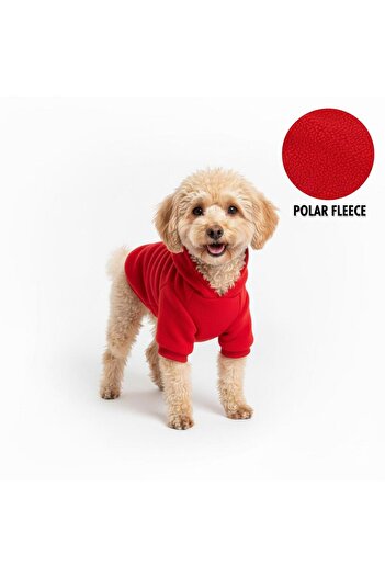 PetiliDünya Red Fleece 100% Hoodie Cat Dog Clothing