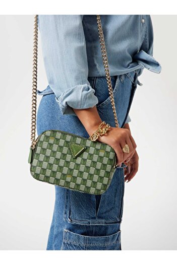 Guess Vikky Geometric Pattern Crossbody Bag