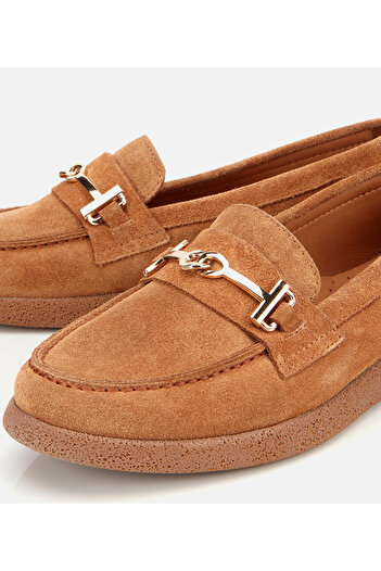 Hotiç Kadın Süet Deri Taba Yumuşak Tabanlı Comfort Günlük Loafer