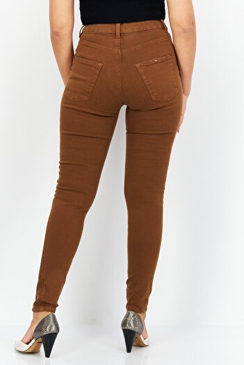 Esprit Women Skinny Fit Plain Stretchable 30 Length Jeans, Brown