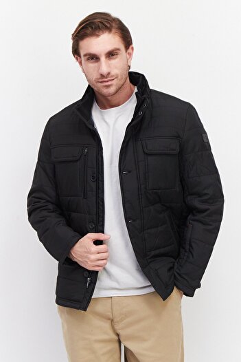 TUMI Men Long Sleeves Plain Puffer Jacket, Black