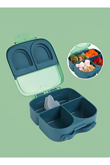 XIUWOO Children's Food Bowl Lunch Box Set Portable Tableware-Green