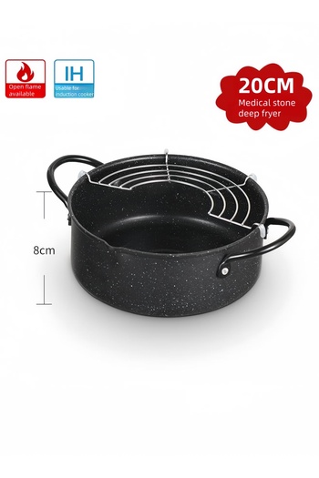 NIHAO Medical Stone Fryer, Composite Bottom Frying Pan, Non-stick Induction Cooker Gas Frying Pan, 20 CM
