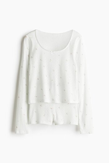 H&M Delik Desenli Pijama Takımı