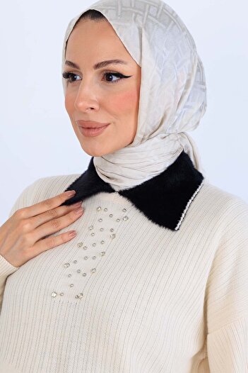 benguen Stone Embroidered Knitwear Set S1009 Stone Color