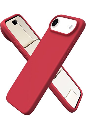 Joyshell Case for iPhone 17 Air, Velvety Silicone with Microfiber Interior, Red