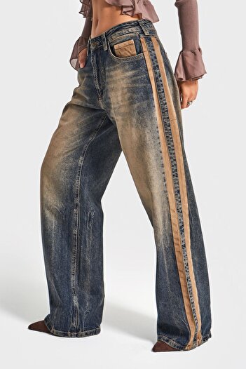 its basic Blugi pentru femei T.Kot Culoare 35w5-85 Straight Baggy Fit Design cu tăietură largi Blugi din denim