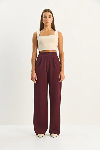 Bianco Lucci Women's High Waist Double Button Palazzo Pants 1014 60283577