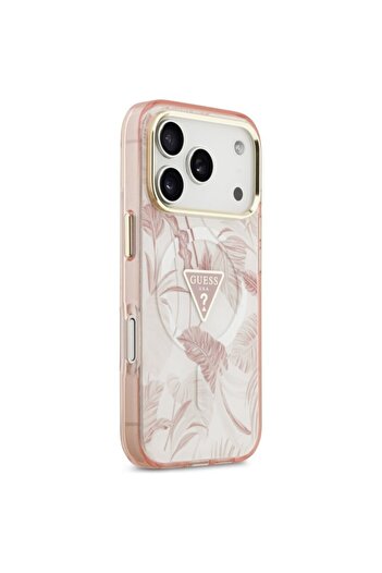 Guess Original Jungle Tonal Triangle MagSafe iPhone 17 Pro Max Case, pink