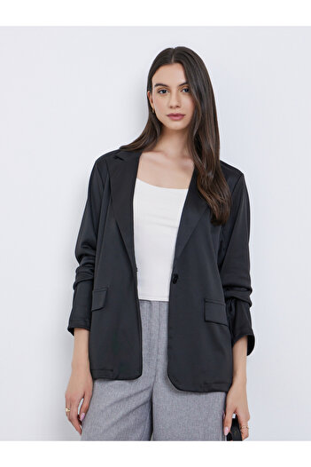 Take Two By Styli Black Casual Blazer with Single Button