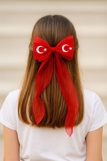 Çınar Aksesuar Ribbon Bow - Bowknot Hair Clip - April 23Rd Bowknot Hair Clip - Long Tulle Model