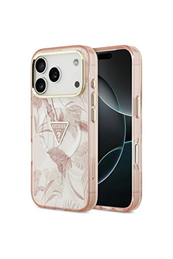 Guess Original Jungle Tonal Triangle MagSafe iPhone 17 Pro Max Case, pink