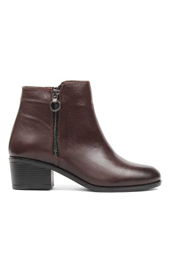 Celal Gültekin Women's Brown Zippered Leather Boots