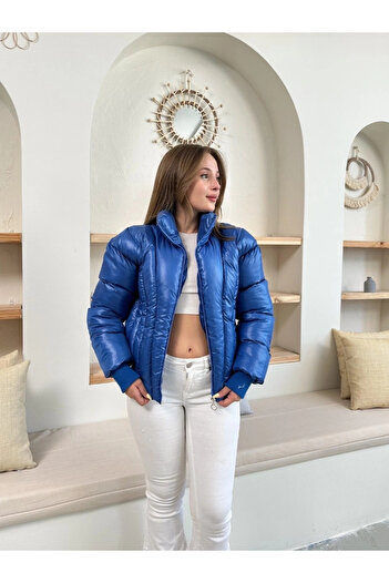 Işıltı kidss Puffer Short Coat Blue St25534