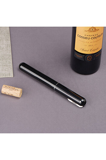 AB Luxury Concept Air pressure corkscrew, manual, with stainless steel needle, attached foil cutter, black