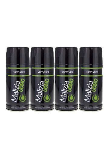Malizia Set 4 x Deodorant 150ml Men Vetyver - All Day Fresh, Intense Fresh, 48h Protection