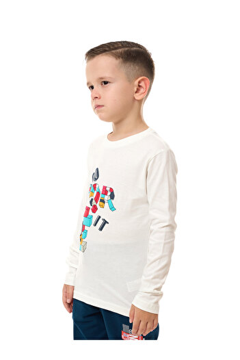 Victor and Jane By Styli Boys Off White Long Sleeve T-Shirt