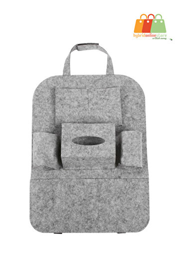 Generic Universal Car Backseat Organizer Light Gray Felt Storage for Tablet, Bottles, Tissue & Umbrella