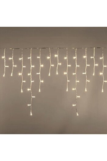 SHOPIENS LED Curtain Lights, 10 m, Warm White, Transparent Cable, Programs Included, Indoor/Outdoor