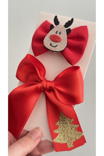 Toka Perisi Handmade Double Combination Red New Year Children's Teenager Gift Buckle Set (3 Buckles Are Ribbon-Covered)