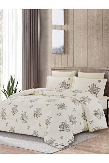 Doona 6-Piece Comforter Set - King Size 260x240cm, Printed, All Season, Microfiber, 350 GSM Filling.