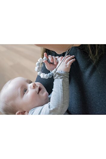 Myteddy Colier gri pentru alăptare cu tematică de dentiție My Teddy Mommy Rocks